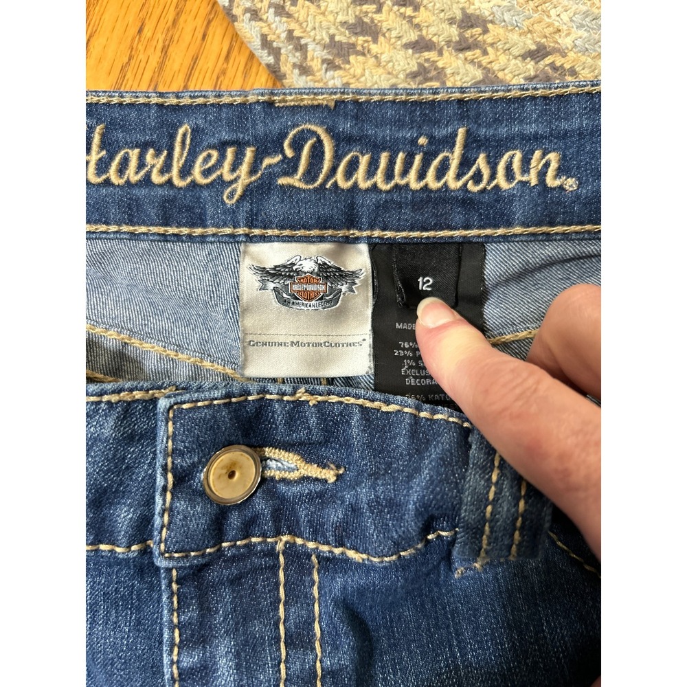 Harley-Davidson Womens Straight Leg Denim‎ Jeans Blue Medium Wash Biker Size 12 - Picture 6 of 6